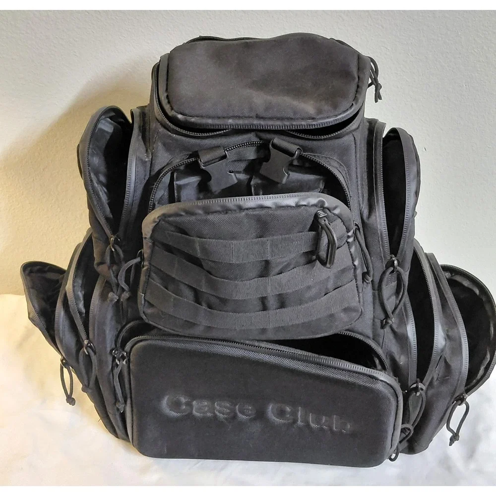 Case Club Tactical 4 Pistol Backpack Gen 2 Black Range Bag MOLLE Rain Cover